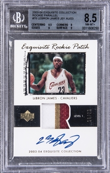2003-04 UD "Exquisite Collection" Patch Parallel #78 LeBron James Signed Rookie Card (#16/23) – "Rookie Patch Parallel" (RPP) – BGS NM-MT+ 8.5/BGS 10
